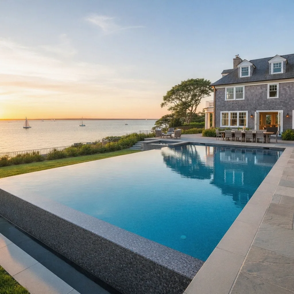 Custom gunite pool by Gedney Pools serving Harrison, NY