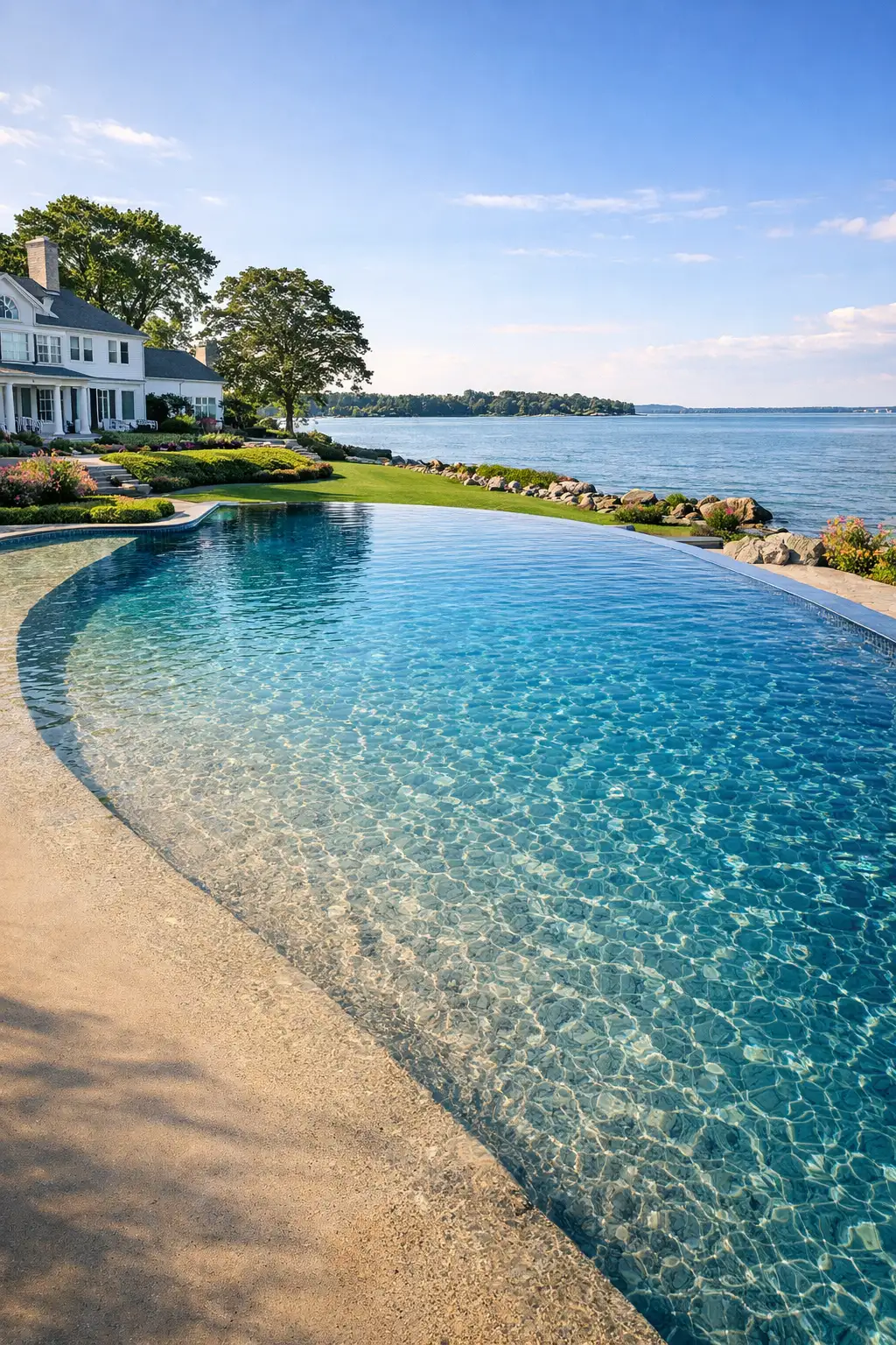 Custom gunite pool by Gedney Pools serving Pleasantville, NY